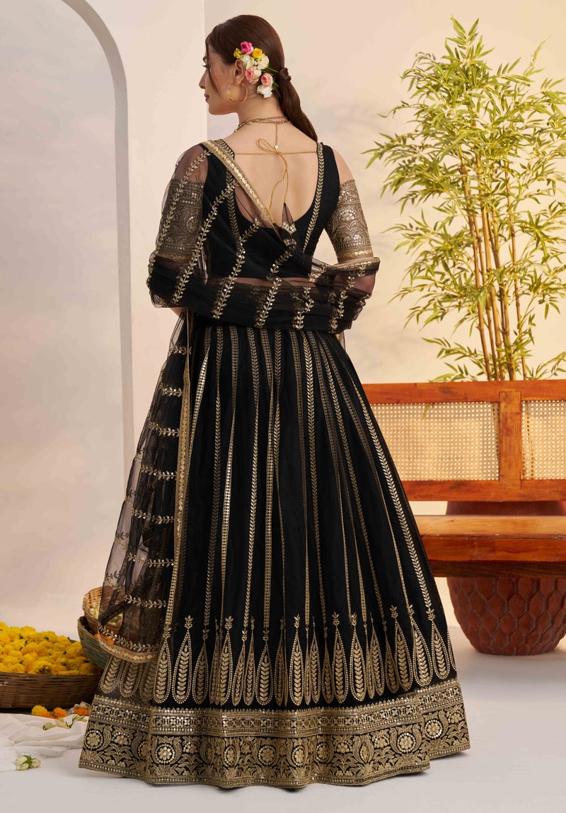 RAAG VARNAM Black Net Fabric Semi-Stiched Lehenga for Women & un-stich blouse - Image 5